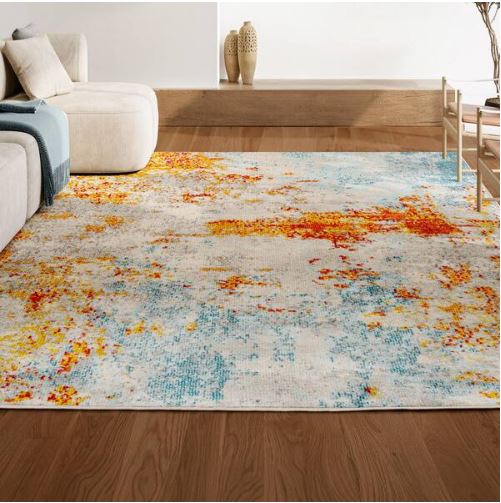 5 ft. x 7 ft. Sunset Modern Abstract Orange/Multi Area Rug