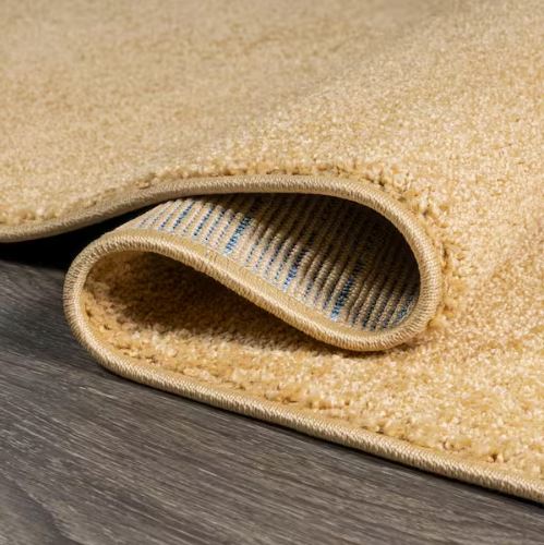 Haze Solid Low-Pile Mustard 5 ft. Round Area Rug