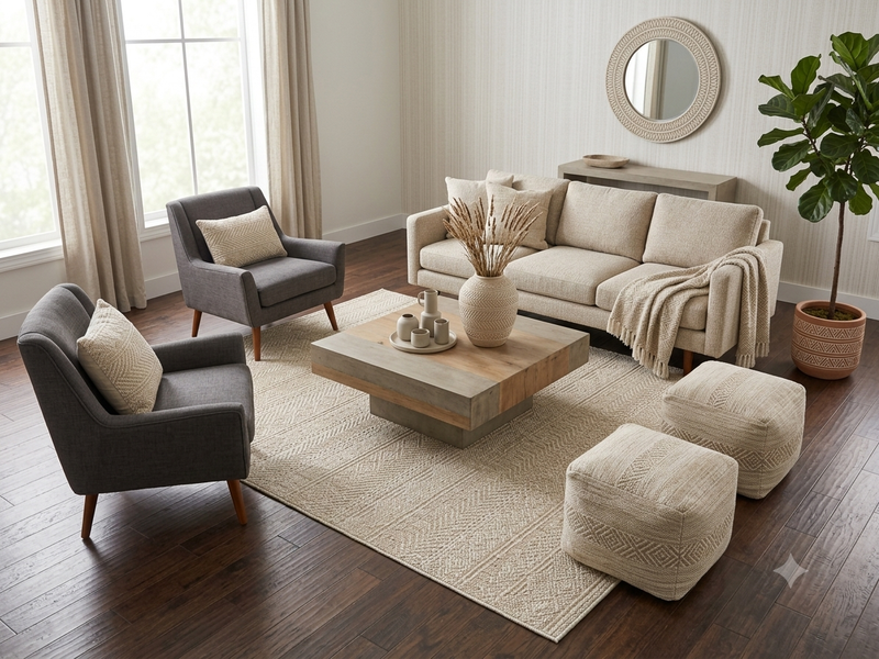 5' x 7' Beige Area Rug