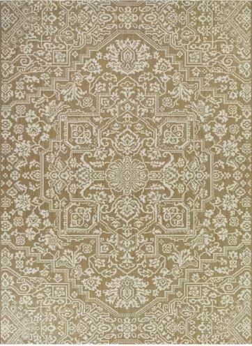 9 ft. x 12 ft. Brown Floral Medallion Indoor/Outdoor Osprey  Area Rug