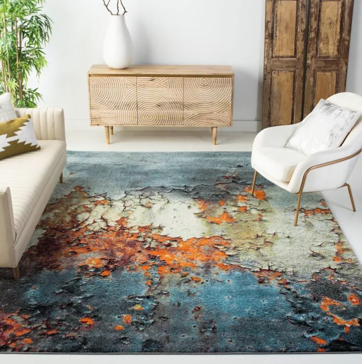 Size 10'x10' Square Blue/Multi Glacier Power Loomed Indoor Area Rug - Safavieh