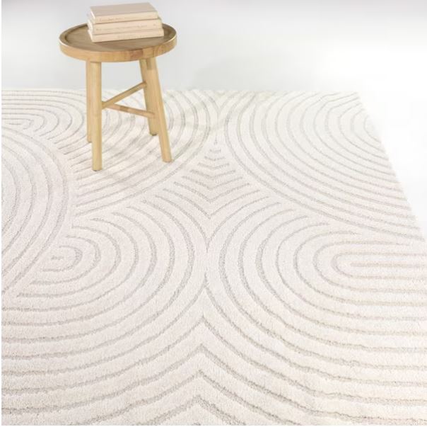 7 ft. x 7 ft. Square Cream Abstract Square Area Rug By Caserio