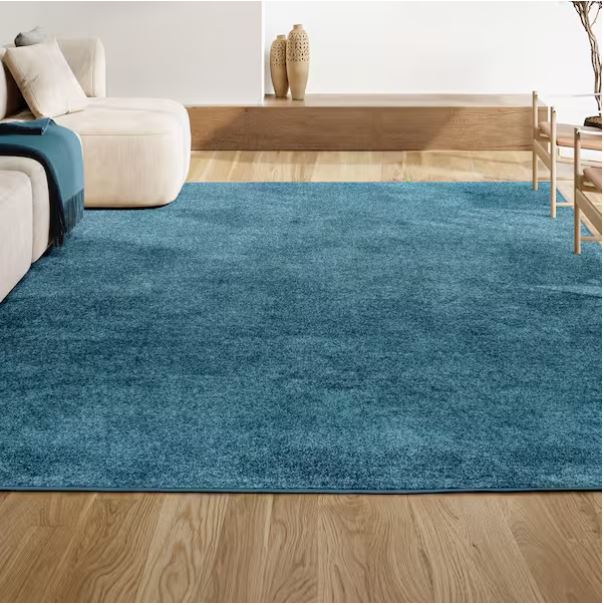 5 ft. x 8 ft. Haze Solid Turquoise Low-Pile Area Rug