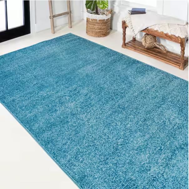 5 ft. x 8 ft. Haze Solid Turquoise Low-Pile Area Rug