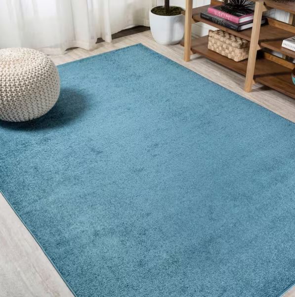 5 ft. x 8 ft. Haze Solid Turquoise Low-Pile Area Rug