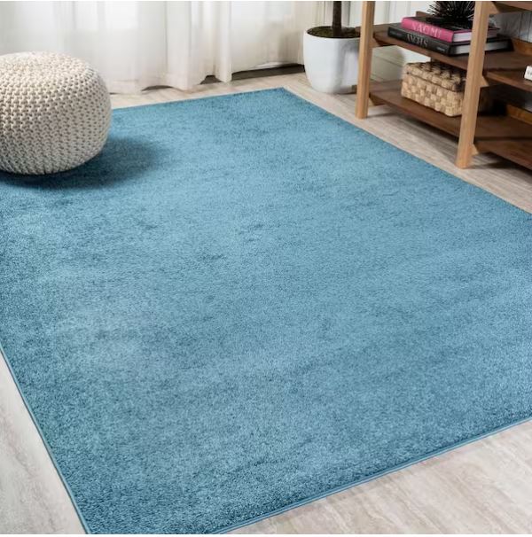 5 ft. x 8 ft. Haze Solid Turquoise Low-Pile Area Rug