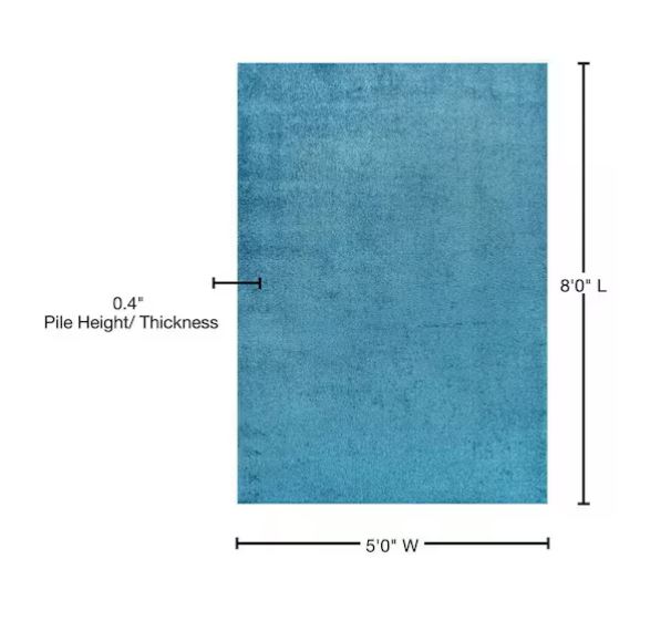 5 ft. x 8 ft. Haze Solid Turquoise Low-Pile Area Rug
