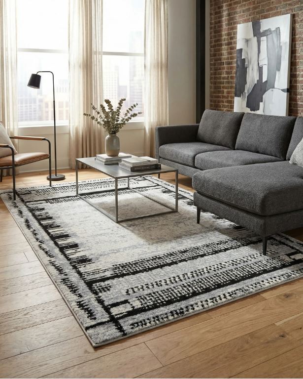 5' 3 x 8' Black and White Tagine Area Rug