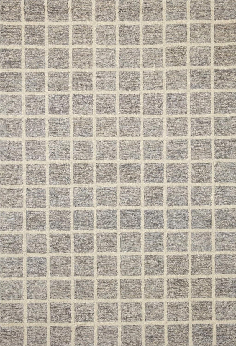 7'-9" x 9'-9" Loloi Chris Loves Julia Polly Slate/Ivory Area Rug Living Room Dining Room Bedroom, Modern, Timeless, Classic, Hand-Tufted, Neutral, Area Rug