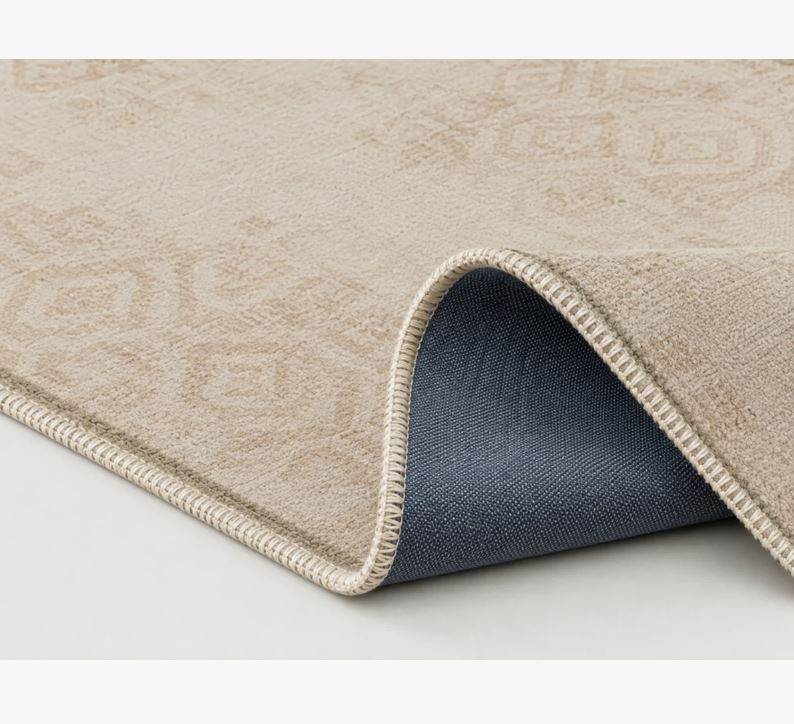 3'4" x 5' Light Yellow Traditional Geometric Decorative Washable Rug