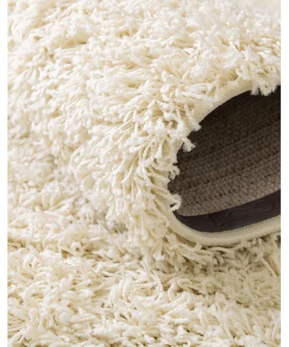 Unique Loom 6' 1 x 9' 0 Rectangle Solid Shag Pure Ivory Area Rug