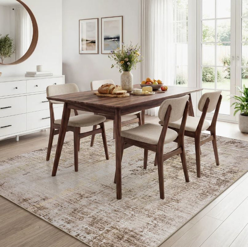 8' x 10' Distressed Modern Abstract Machine Washable Area Rug in Earth Tone Brown for Living Room or Bedroom