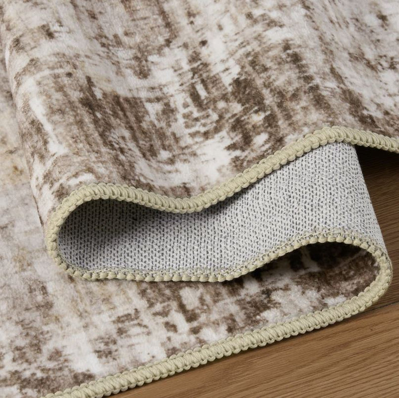 8' x 10' Distressed Modern Abstract Machine Washable Area Rug in Earth Tone Brown for Living Room or Bedroom