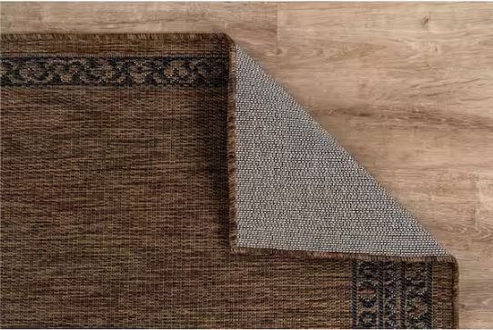 Frame Gold 8 ft. x 10 ft. Geometric Bordered Washable Indoor Outdoor Area Rug
