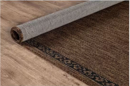 Frame Gold 8 ft. x 10 ft. Geometric Bordered Washable Indoor Outdoor Area Rug