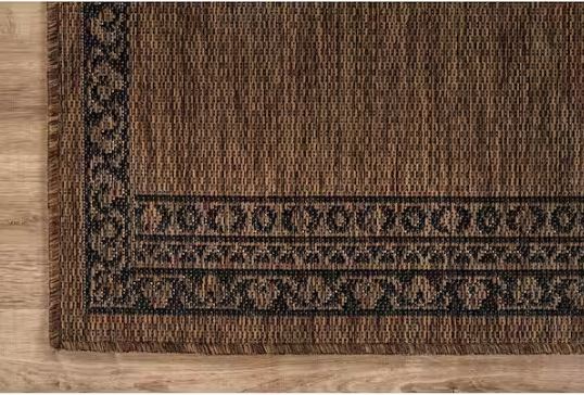 Frame Gold 8 ft. x 10 ft. Geometric Bordered Washable Indoor Outdoor Area Rug