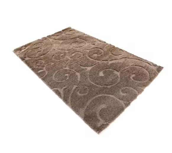 Floral Shag Carved Brown 5' 0 x 8' 0 Area Rug