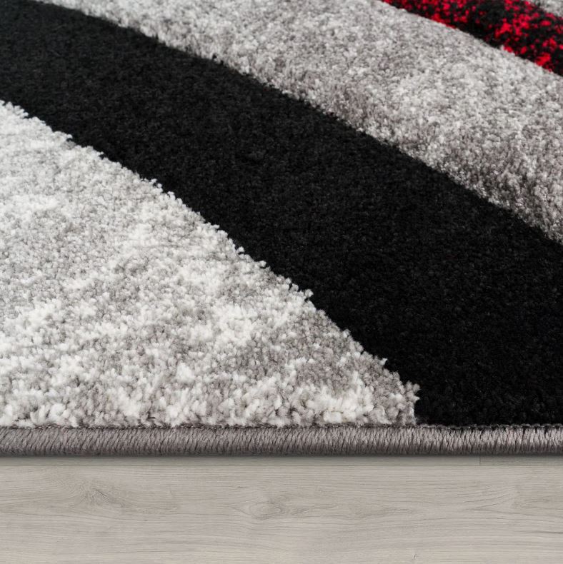 4' x 6' Ultan Abstract Gray Red Area Rug