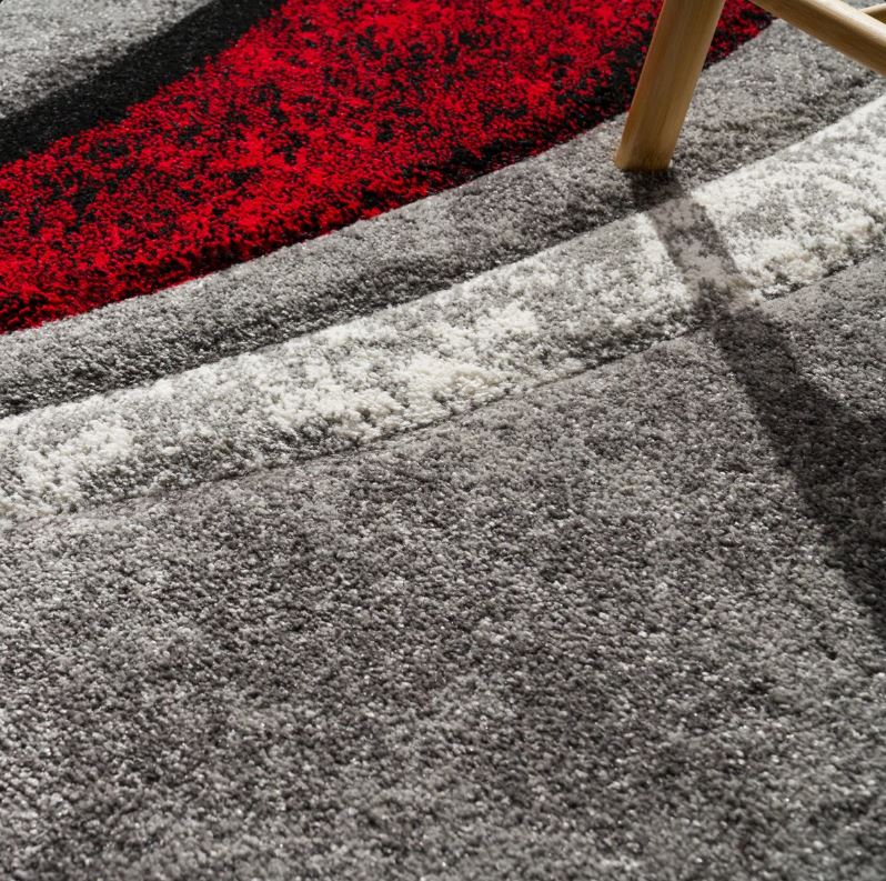 4' x 6' Ultan Abstract Gray Red Area Rug