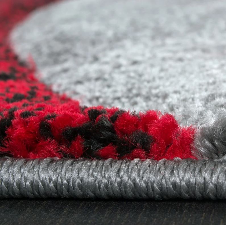 4' x 6' Ultan Abstract Gray Red Area Rug