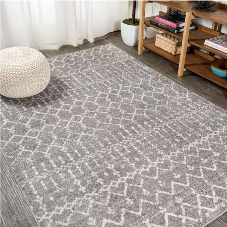 Moroccan HYPE Boho Vintage Diamond Gray/Ivory 12 ft. x 15 ft. Area Rug