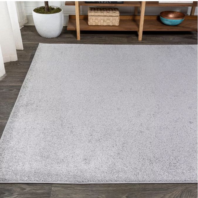 JONATHAN Y Haze Solid Low-Pile Light Gray 12 ft. x 15 ft. Area Rug, Non-Shedding, Easy-Clean, Durable Synthetic Fibers
