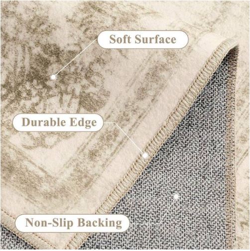 Persia Beige 9 ft. x 12 ft. Vintage Medallion Distressed Area Rug