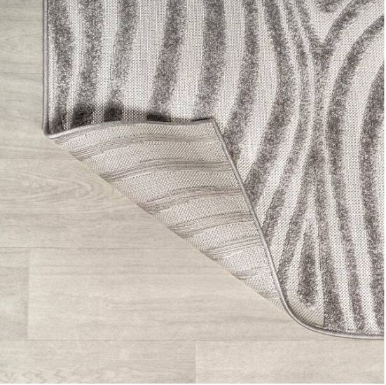 8 ft. x 10 ft. Maribo High-Low Abstract Groovy Striped Gray/Ivory Indoor/Outdoor Area Rug