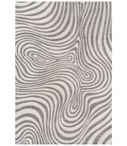 8 ft. x 10 ft. Maribo High-Low Abstract Groovy Striped Gray/Ivory Indoor/Outdoor Area Rug