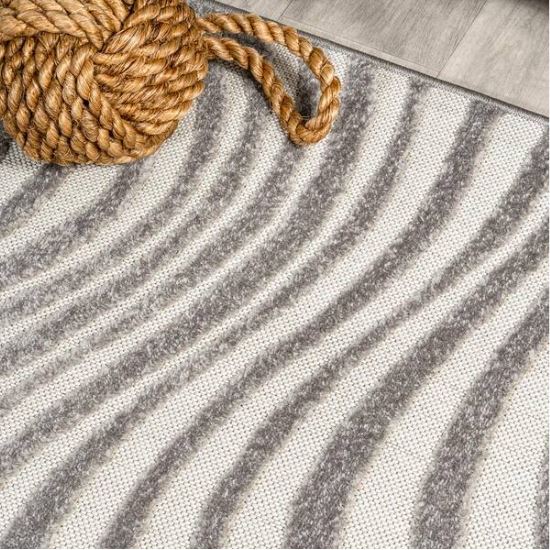 8 ft. x 10 ft. Maribo High-Low Abstract Groovy Striped Gray/Ivory Indoor/Outdoor Area Rug