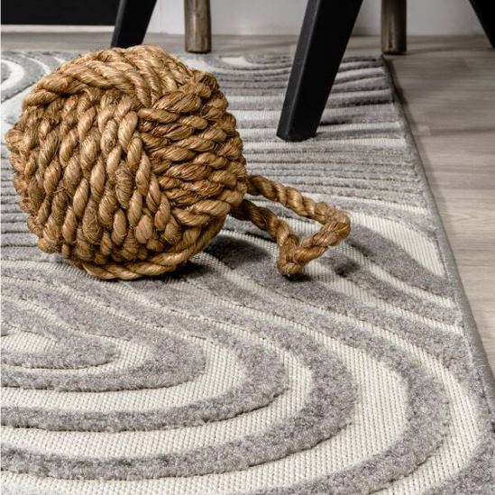 8 ft. x 10 ft. Maribo High-Low Abstract Groovy Striped Gray/Ivory Indoor/Outdoor Area Rug