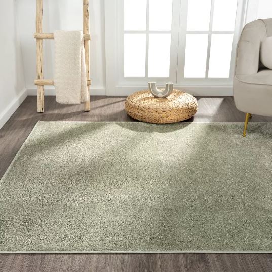 JONATHAN Y Haze Solid Low-Pile Green 8 ft. x 10 ft. Area Rug, Non-Shedding, Easy-Clean, Durable Synthetic Fibers