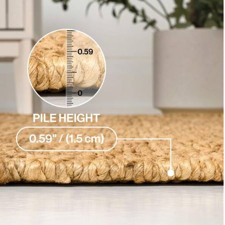 Griffin Rustic Farmhouse Woven Jute Solid Natural 4 ft. x 6 ft. Area Rug