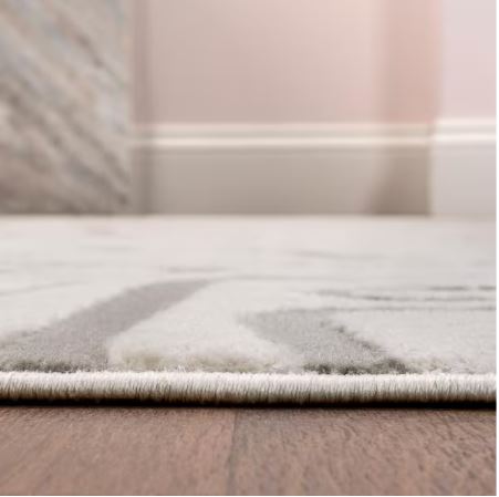 Alcina Modern Scandinavian Graphic Lines High-Low White/Light Gray 5 ft. x 8 ft. Area Rug