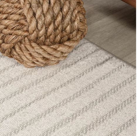 JONATHAN Y Hallie High-Low Minimalist Curve Geometric Ivory/Cream 5 ft. x 8 ft. Indoor/Outdoor Area Rug, Non-Shedding, Easy-Clean