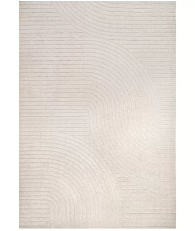 JONATHAN Y Hallie High-Low Minimalist Curve Geometric Ivory/Cream 5 ft. x 8 ft. Indoor/Outdoor Area Rug, Non-Shedding, Easy-Clean