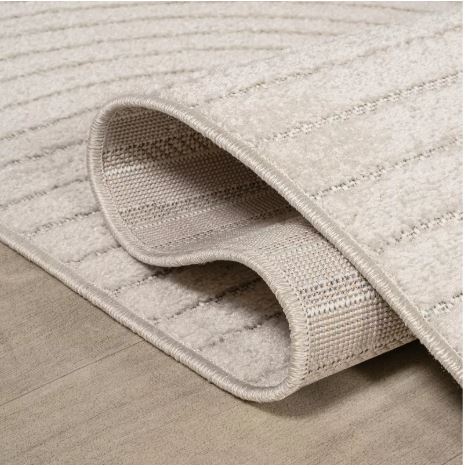 JONATHAN Y Hallie High-Low Minimalist Curve Geometric Ivory/Cream 5 ft. x 8 ft. Indoor/Outdoor Area Rug, Non-Shedding, Easy-Clean