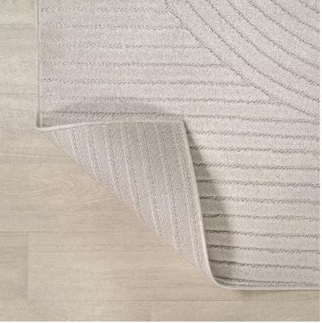 JONATHAN Y Hallie High-Low Minimalist Curve Geometric Ivory/Cream 5 ft. x 8 ft. Indoor/Outdoor Area Rug, Non-Shedding, Easy-Clean