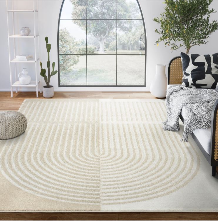 6' x 9' Nuevo Geometric Beige Rug