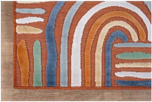 Arcadia Orange 6 ft. x 9 ft. Washable Abstract Indoor Outdoor Area Rug