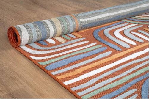 Arcadia Orange 6 ft. x 9 ft. Washable Abstract Indoor Outdoor Area Rug