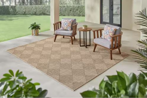 Chasewood Dark Brown 8 ft. x 10 ft. Geometric Indoor/Outdoor Area Rug