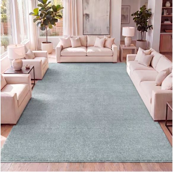 JONATHAN Y Haze Solid Low-Pile Aqua Blue 4 ft. x 6 ft. Area Rug, Non-Shedding, Easy-Clean, Durable Synthetic Fibers