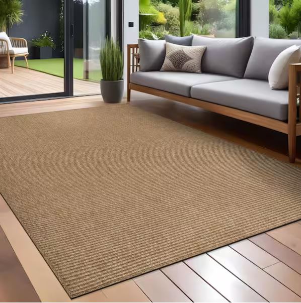 Terra Fiber Easy Jute Natural 8 ft. x 10 ft. Solid Indoor Outdoor Area Rug