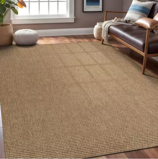 Terra Fiber Easy Jute Natural 8 ft. x 10 ft. Solid Indoor Outdoor Area Rug