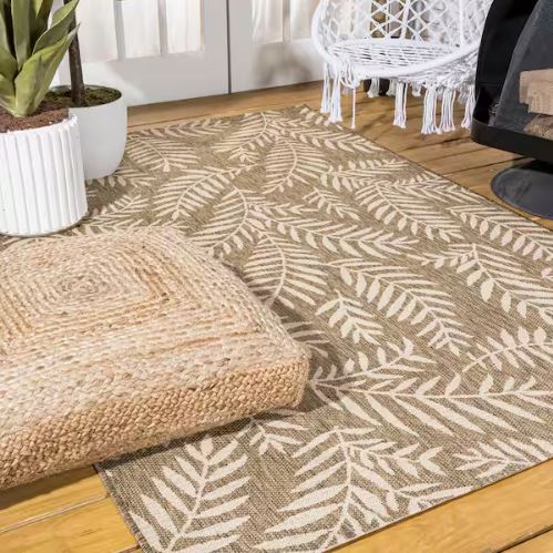 Nevis Palm Frond Brown/Beige 8 ft. x 10 ft. Indoor/Outdoor Area Rug