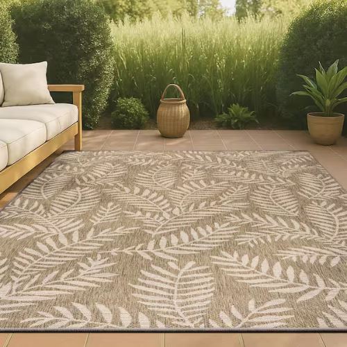 Nevis Palm Frond Brown/Beige 8 ft. x 10 ft. Indoor/Outdoor Area Rug