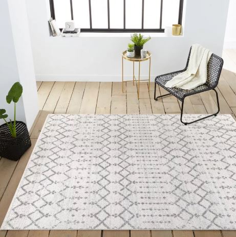 JONATHAN Y Moroccan HYPE Boho Vintage Diamond Cream/Gray 12 ft. x 15 ft. Area Rug, Non-Shedding, Easy-Clean, Durable Synthetic Fibers