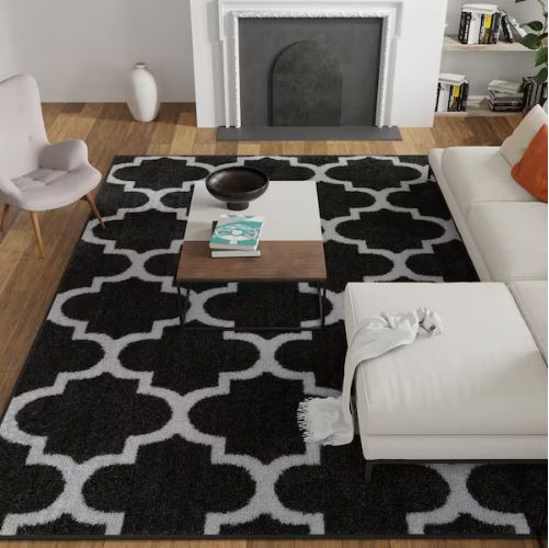 Seyward 8 ft. x 10 ft. Grey Trellis Shag Area Rug