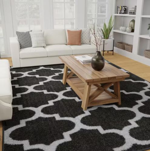 Seyward 8 ft. x 10 ft. Grey Trellis Shag Area Rug